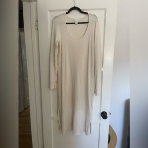 Cream midi long sleeve dress